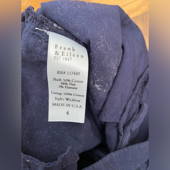 Frank & Eileen $298 Kinsale Italian Performance Linen Flax Size 4 - Navy Blue - Picture 4 of 7